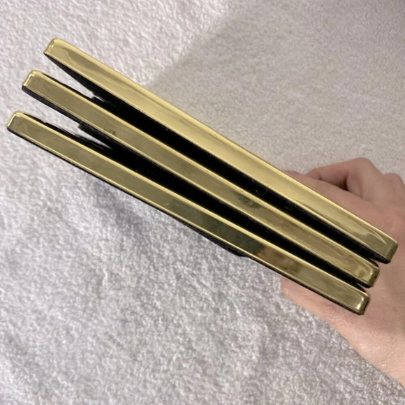 Vintage Gold Brass Tone Diagonal Ribbed Texture Picture Frames X3 - Picture 8 of 13